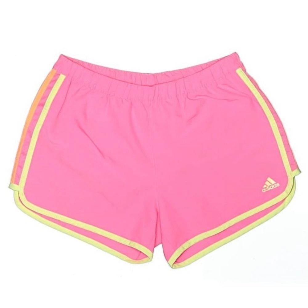Adidas Women's Bright Pink and Yellow Athletic Shorts